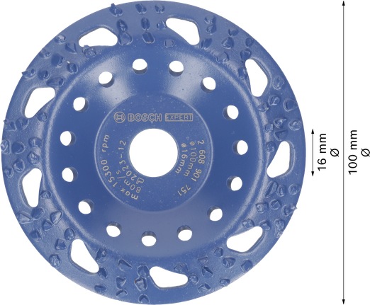Cabeçote de retificação de carboneto multimaterial Bosch EXPERT, inclinação grossa de 100 mm.